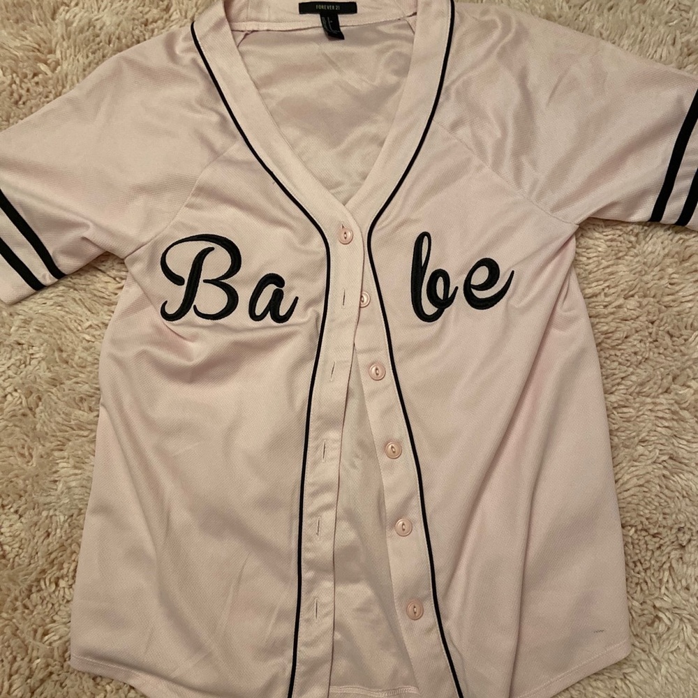 Baby pink baseball style shirt